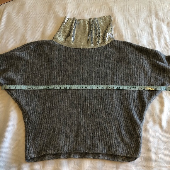 Dolman Sleeved Sweater with Silver Sequin Collar - Picture 3 of 7